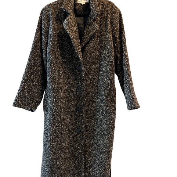 Ava & Viv Charcoal and Black Women's Tweed Coat Belt Buttons - Picture 4 of 5